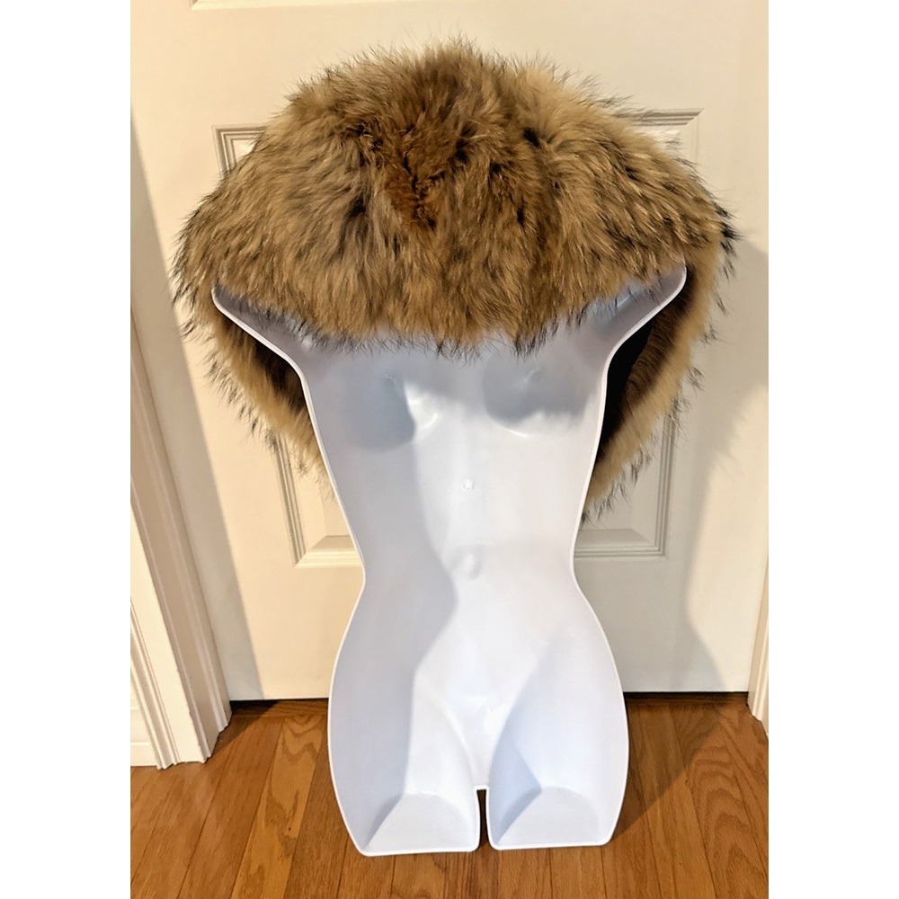 Vintage Real Fur Collar Hook Closure 46"x5" Mob Wife Gorpcore Whimsygoth - Picture 3 of 8